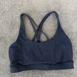Navy Blue Sports Bra with Crisscross Back